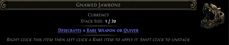 MMOJUGG Path of Exile 2 Gnawed Jawbone * 5 Details View of Item Function and Use